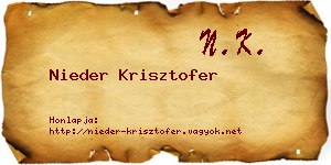 Nieder Krisztofer névjegykártya